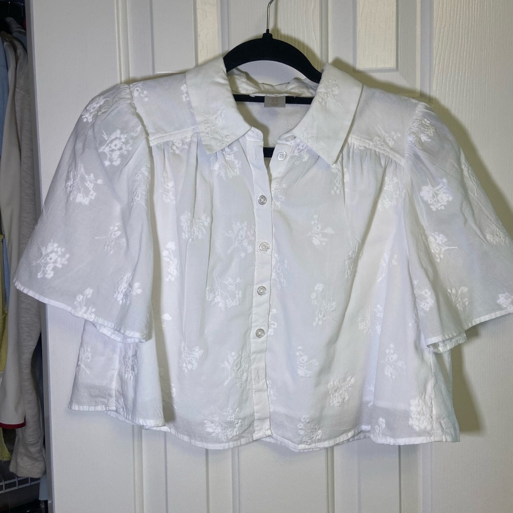 Caroline Constas Ivory Floral Blouse